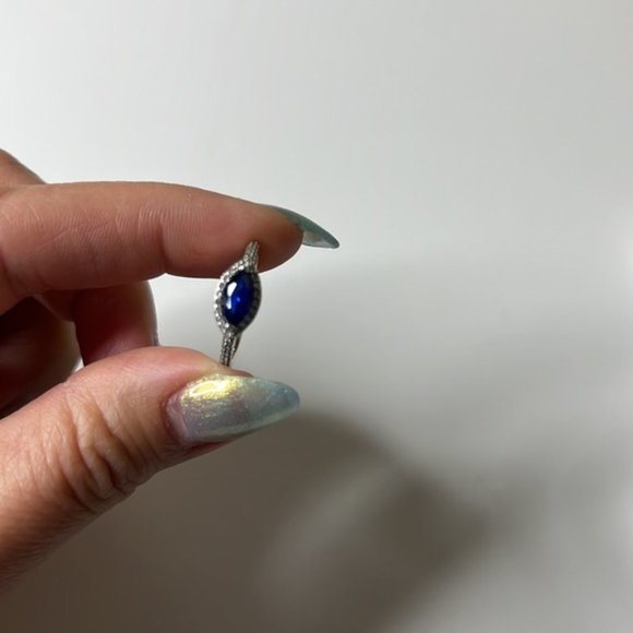 Sterling Silver Blue Stone Dainty Ring - Picture 3 of 8